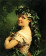 Fritz Zuber-Buhler Girl with wreath painting